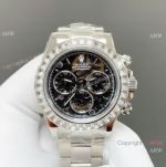 PPM Rolex Daytona 4801 Skeleton Dial Clear Square Diamond Steel Replica Watch